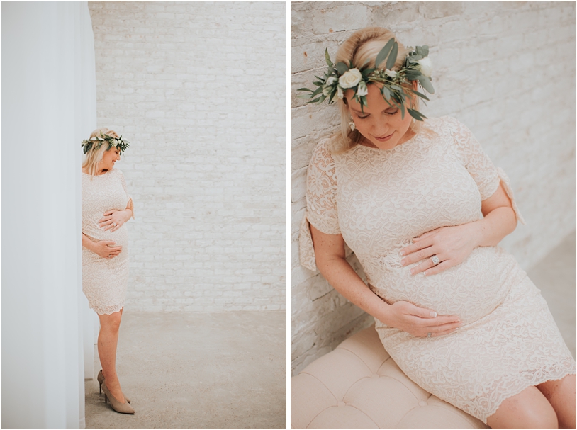 Pregnancy Photographs with lace and a flower crown