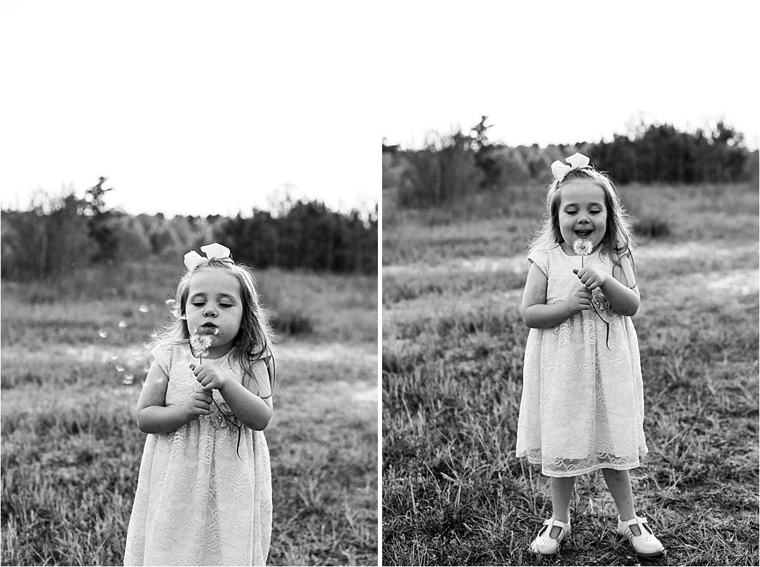 little girl blowing dandelion puff