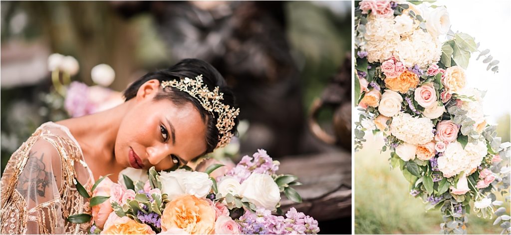 princess bride, african american with florals