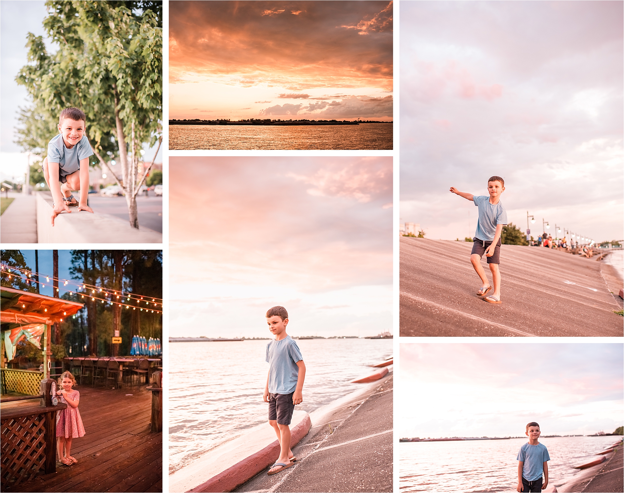 Boy at Sunset in Baton Rouge, Louisiana, on the Mississippi River