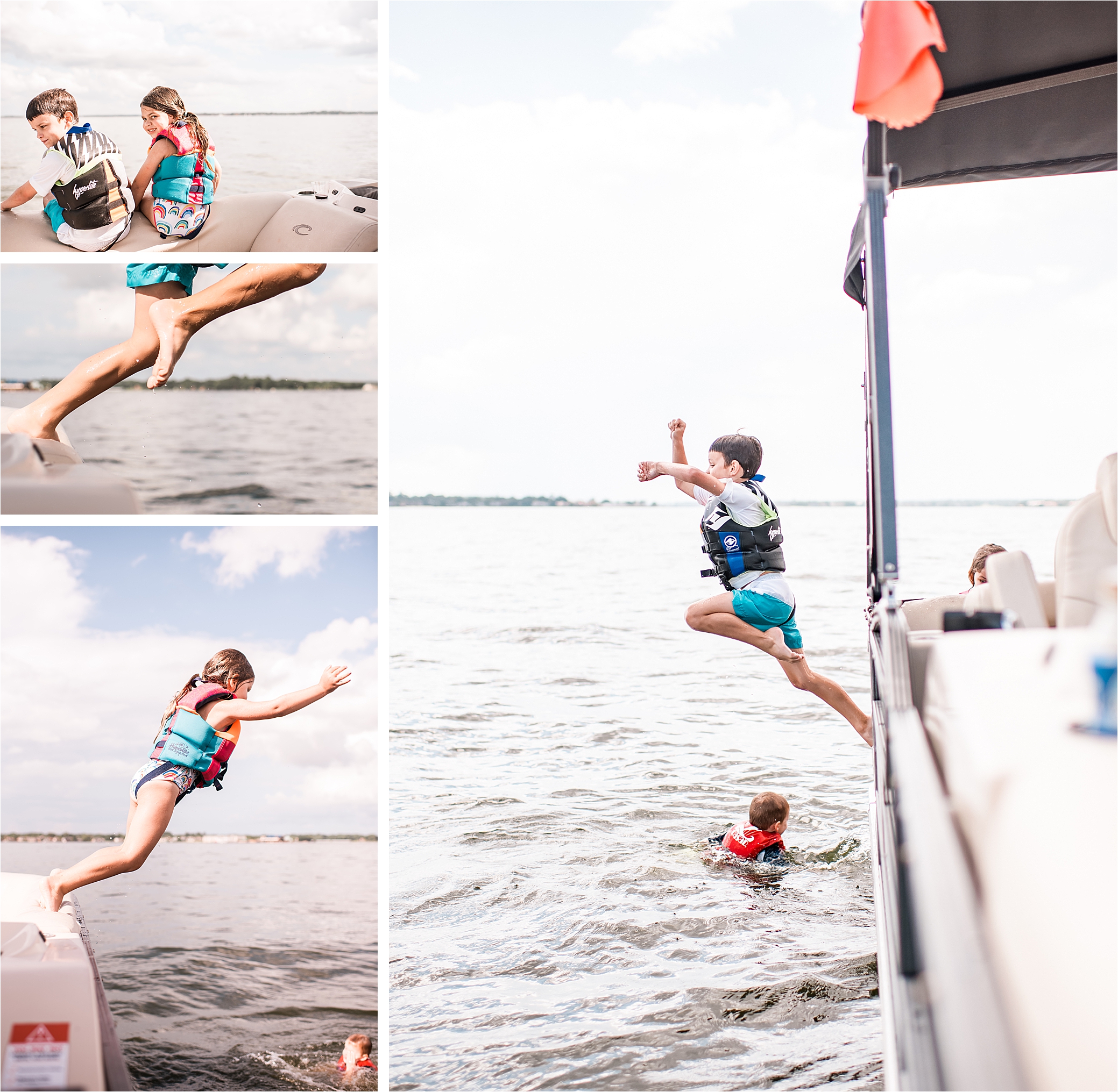 kids on boat in Lake Conroe Texas