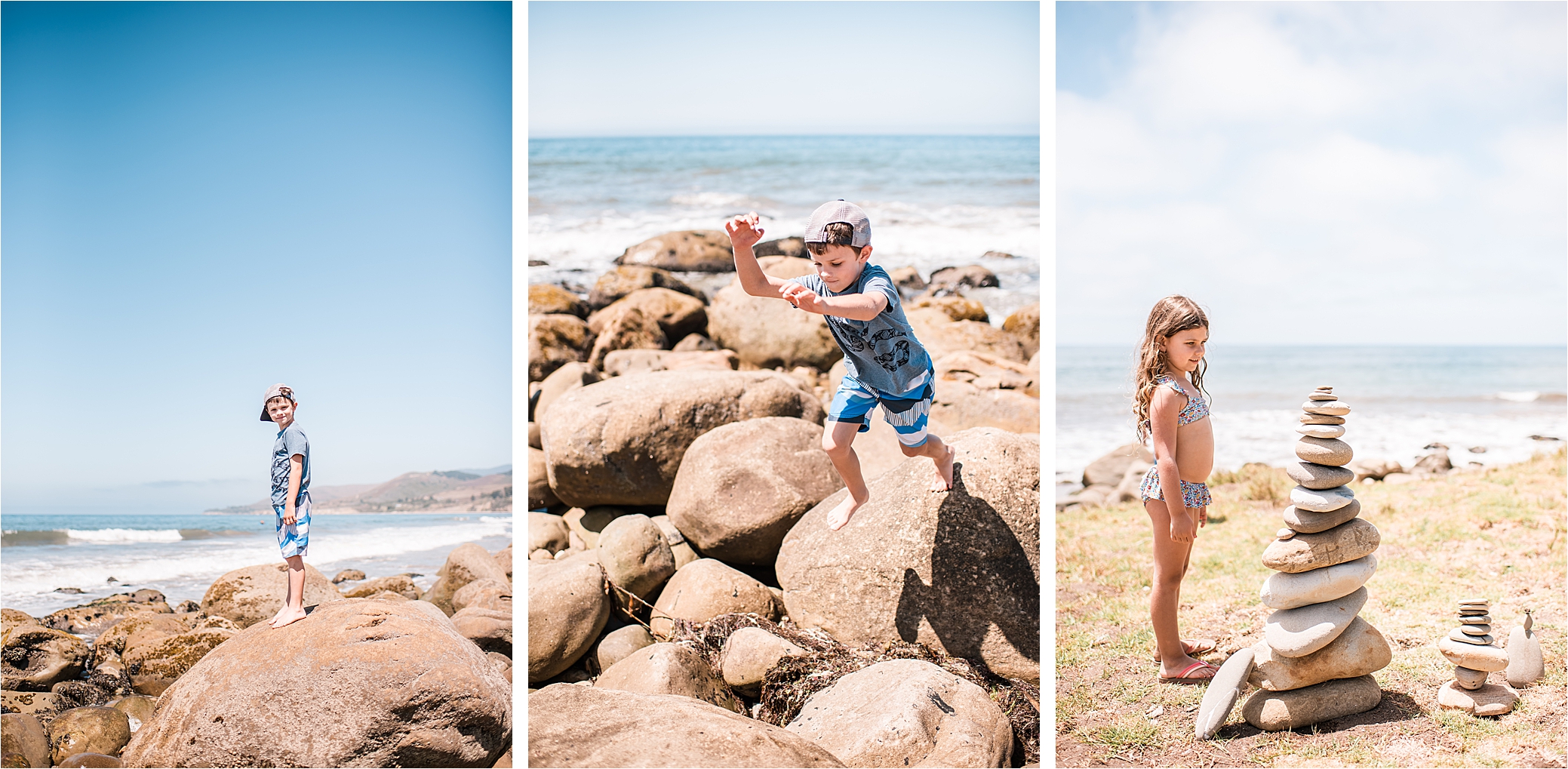 photos of kids at El Capitan Beach rocks