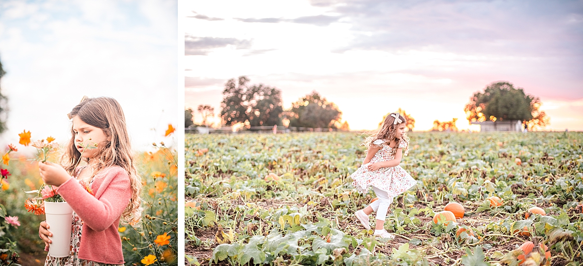 picking flowers and pumpkins at P-6 farms.
