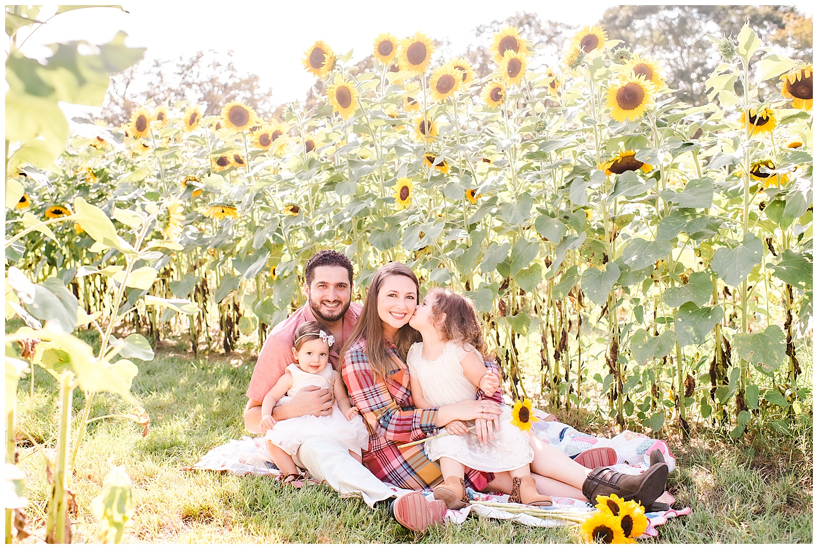 Sunflower field family photography the woodlands