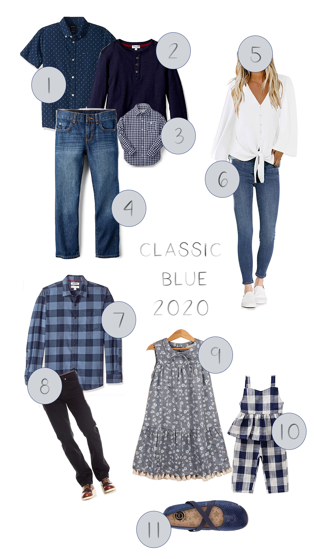 what to wear for fall family photos classic blues, links to clothing on amazon