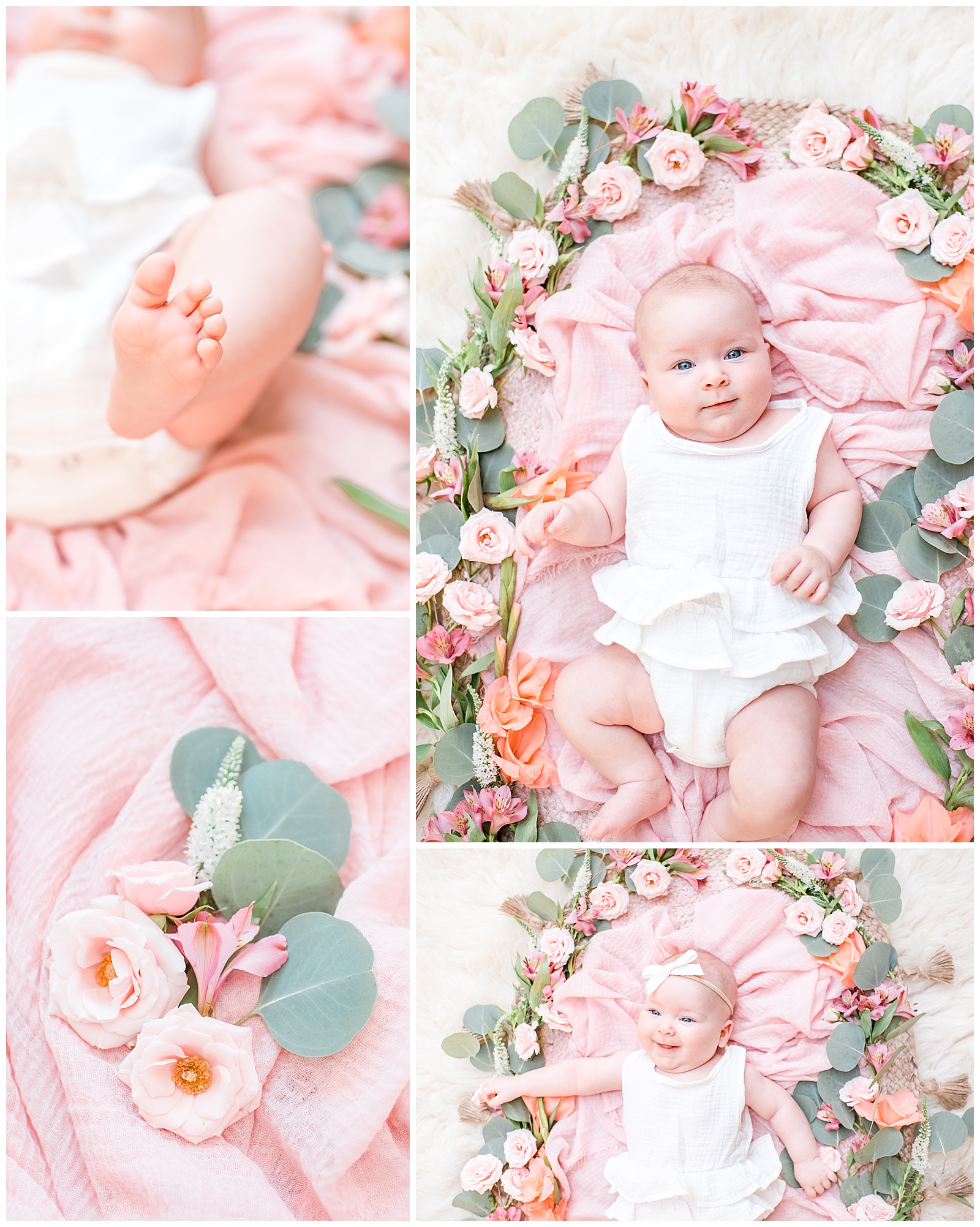 The Woodlands Baby Photographer in home florals
