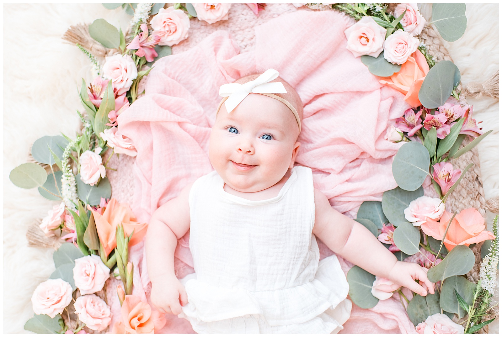 pink and floral baby photos