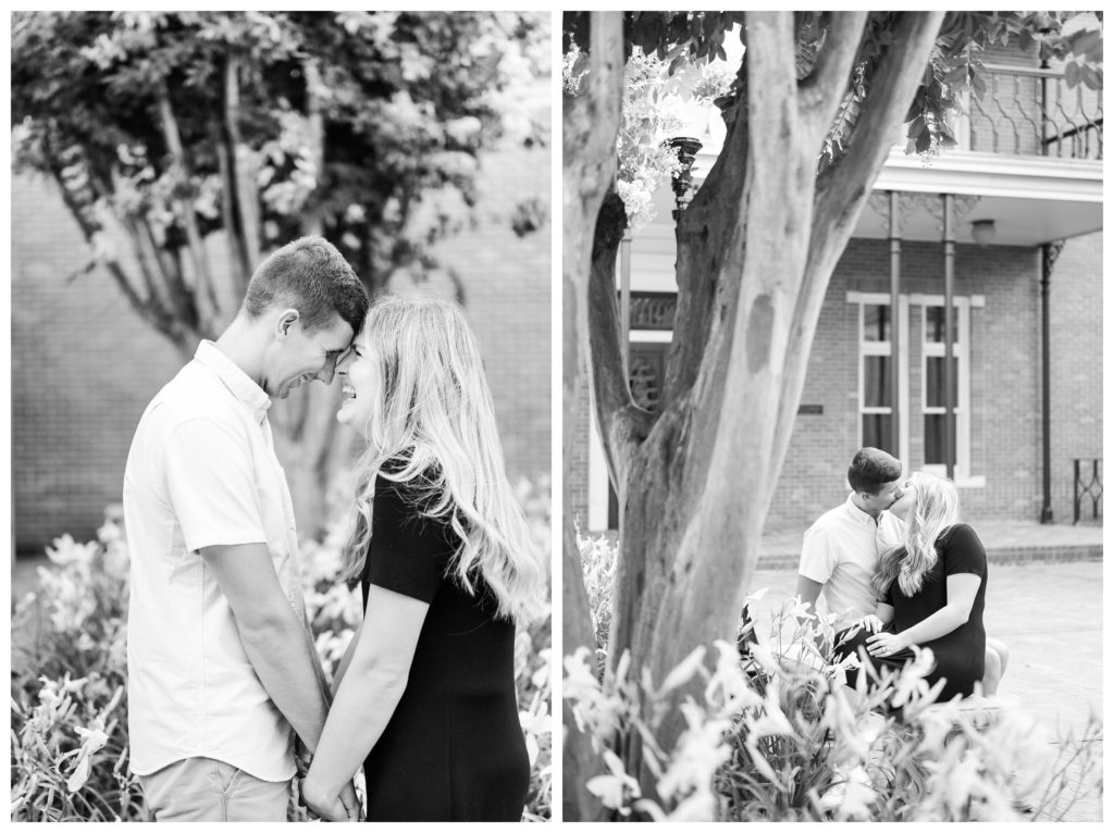 Black and White engagement photos by The Woodlands Engagement photographer