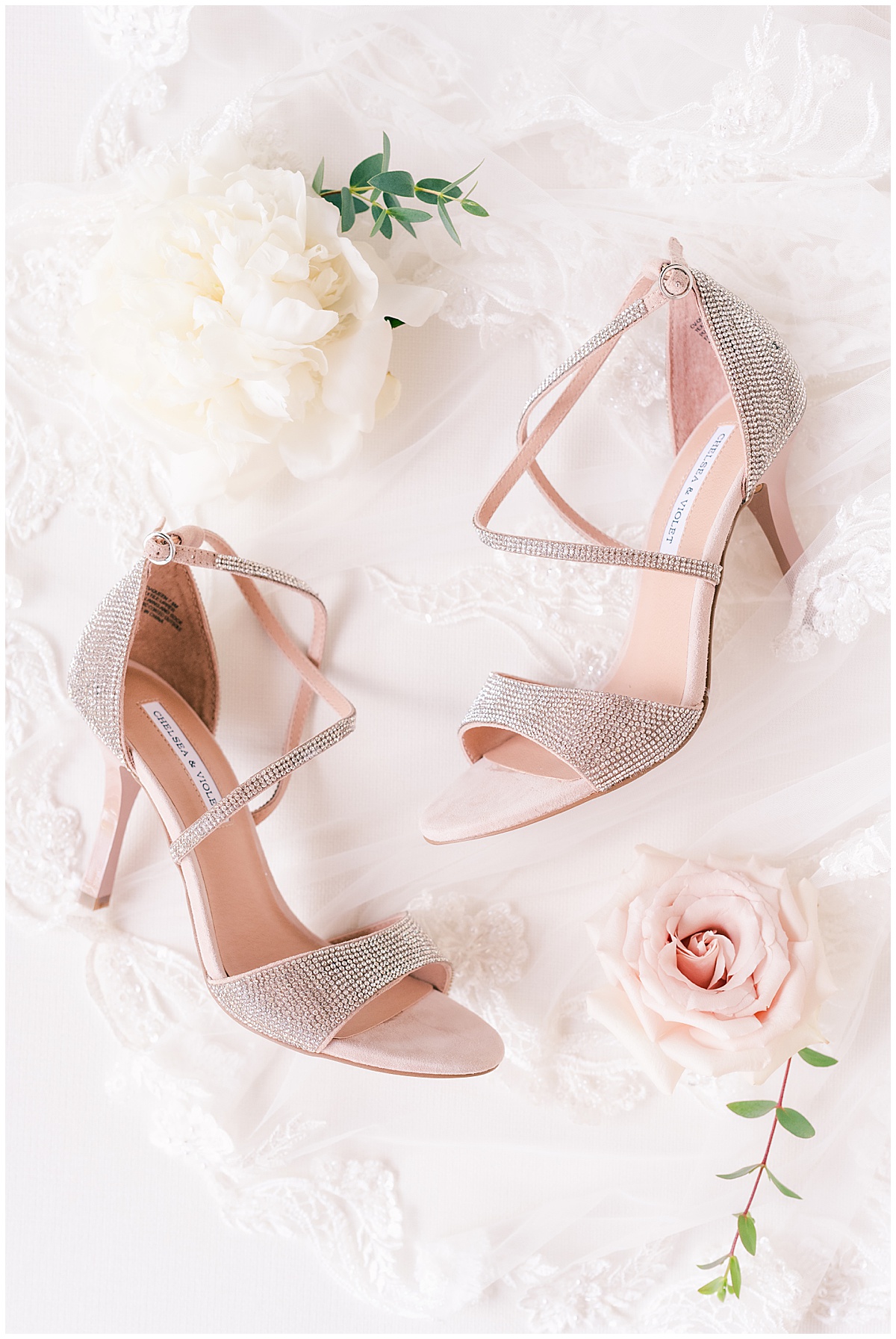 Wedding shoes, a classic blush wedding. 