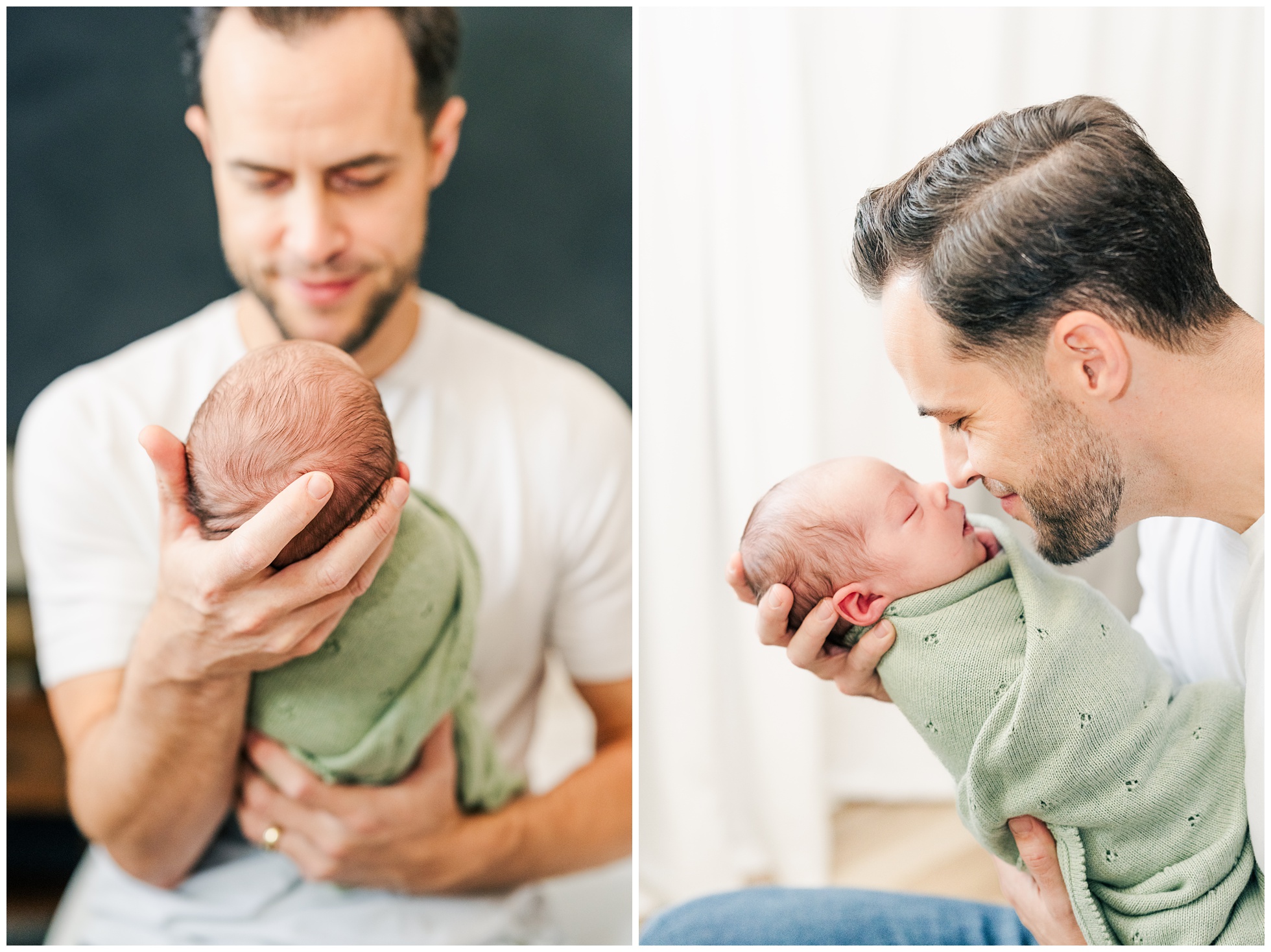 Baby and dad newborn portraits.