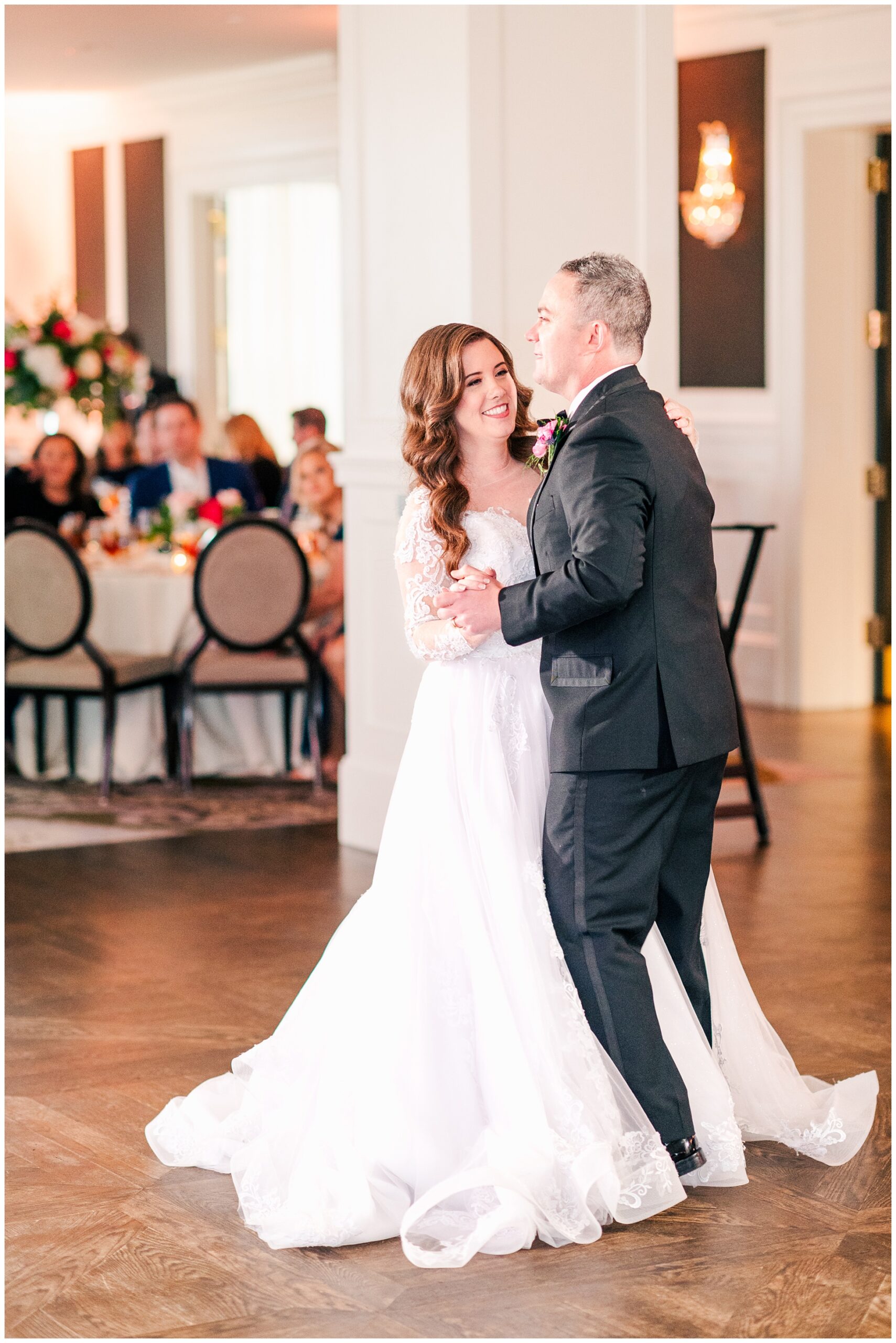 Bride and Groom share first dance at the Houston Petroleum Club.