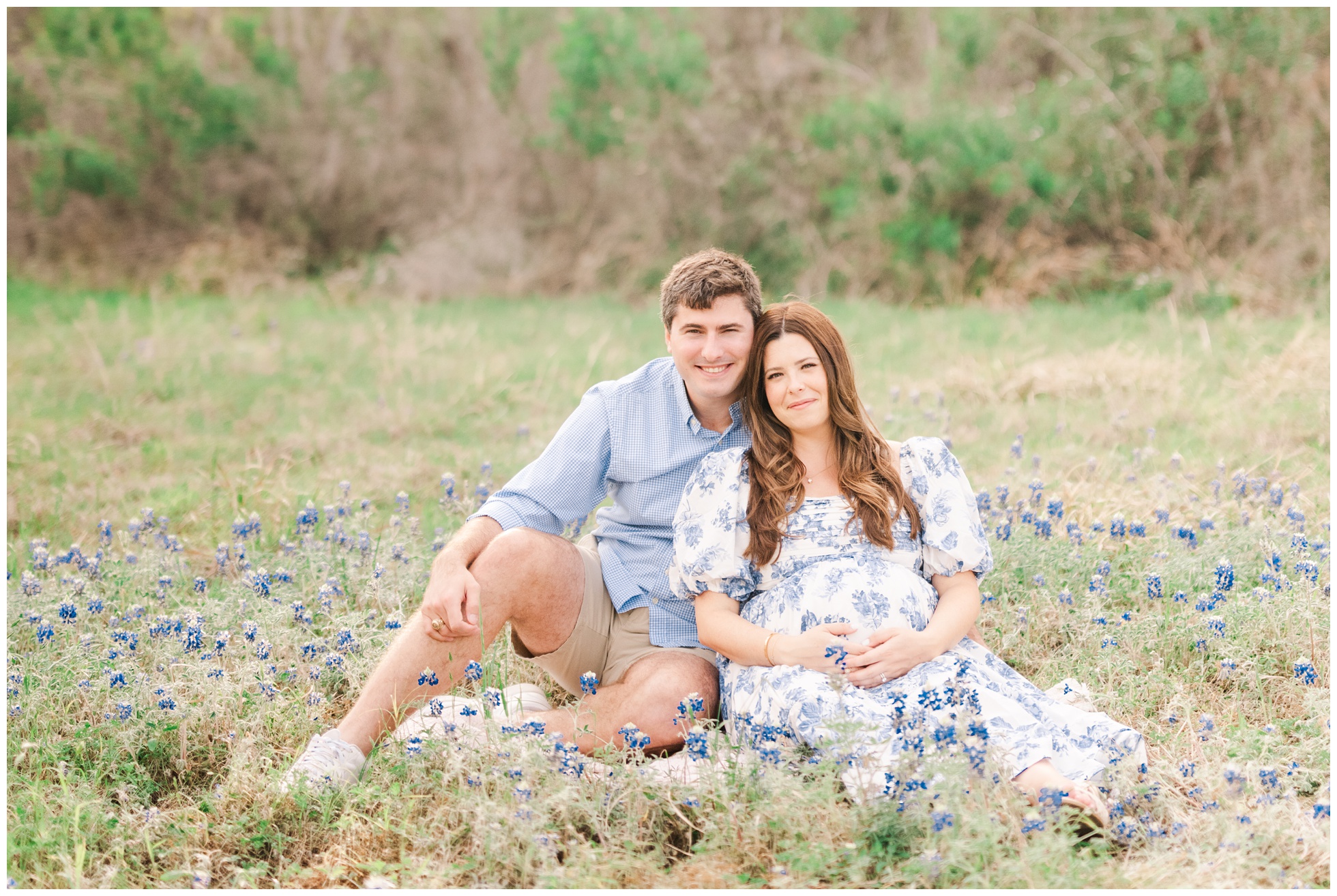 Maternity photography in bluebonnet patch near The Woodlands, Texas.